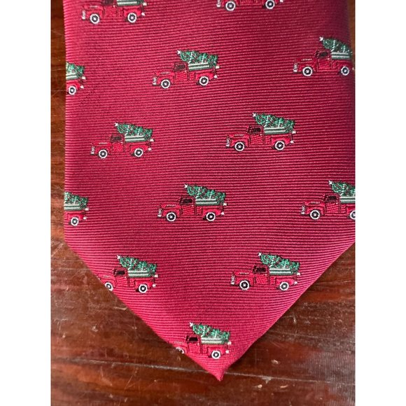 Knotty and Nice Christmas Tie Red Truck and Tree OS Red Christmas Polyester - Picture 8 of 16